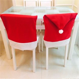 Noel Baba Şapka Tasarımlı Sandalye Kılıfı (4 adet)