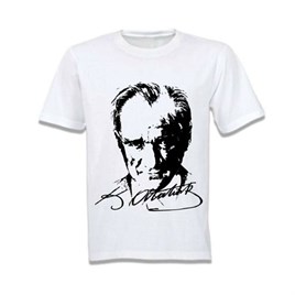 Belifanti Collection Unisex Atatürk Imza Baskılı Tişört Tshirt